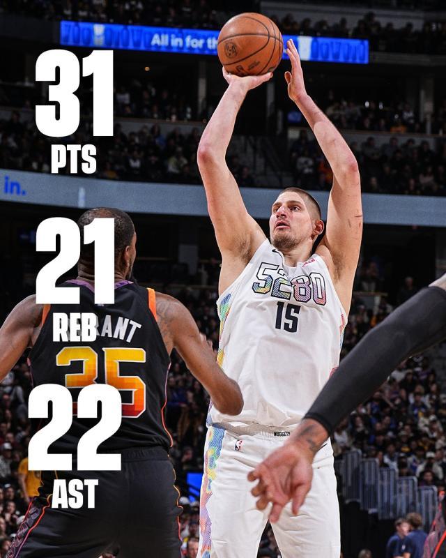 见证神迹！约基奇31+21+22创造历史 MVP再生悬念？